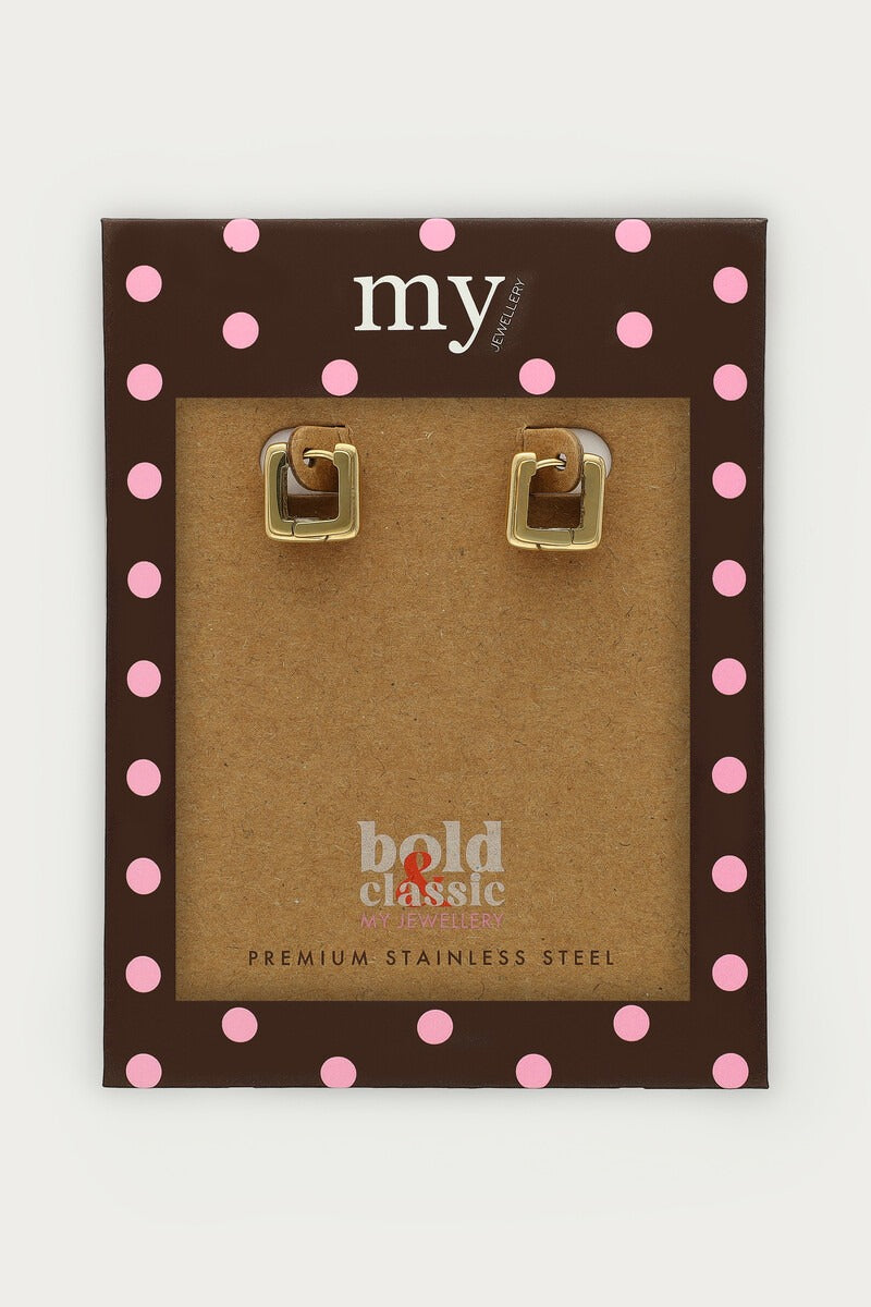 Bold vierkante oorringen met ribbel - My Jewellery