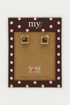 Bold vierkante oorringen met ribbel - My Jewellery