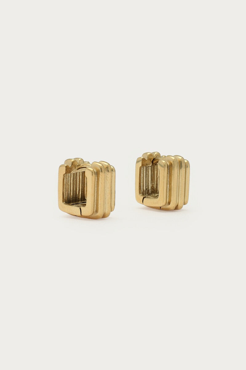 Bold vierkante oorringen met ribbel - My Jewellery