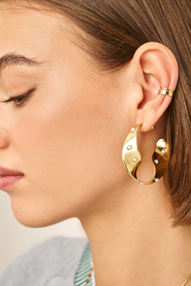 Bold statement oorringen met swirl en zoetwaterparels - My Jewellery