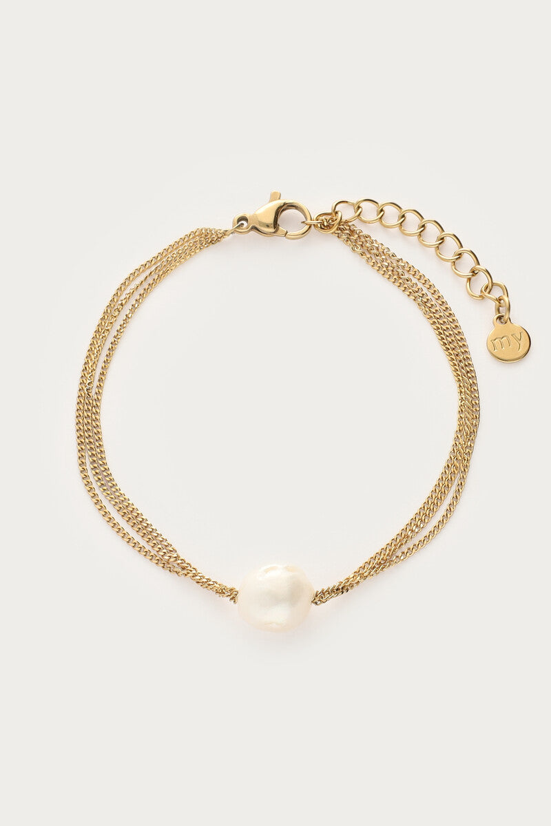 Bold driedubbele armband met imitatieparel - My Jewellery