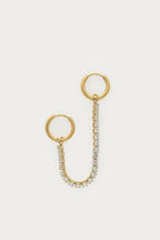 Bold two piece oorringen met ketting en strass - My Jewellery