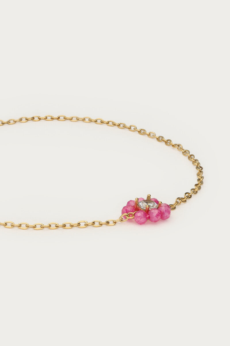 Armband met kleine roze strass bloem - My Jewellery