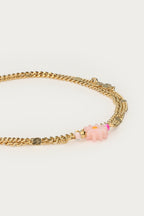 Dubbele armband met roze kleine bloem - My Jewellery