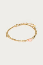 Dubbele armband met roze kleine bloem - My Jewellery
