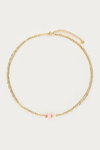Dubbele ketting met roze steen - My Jewellery