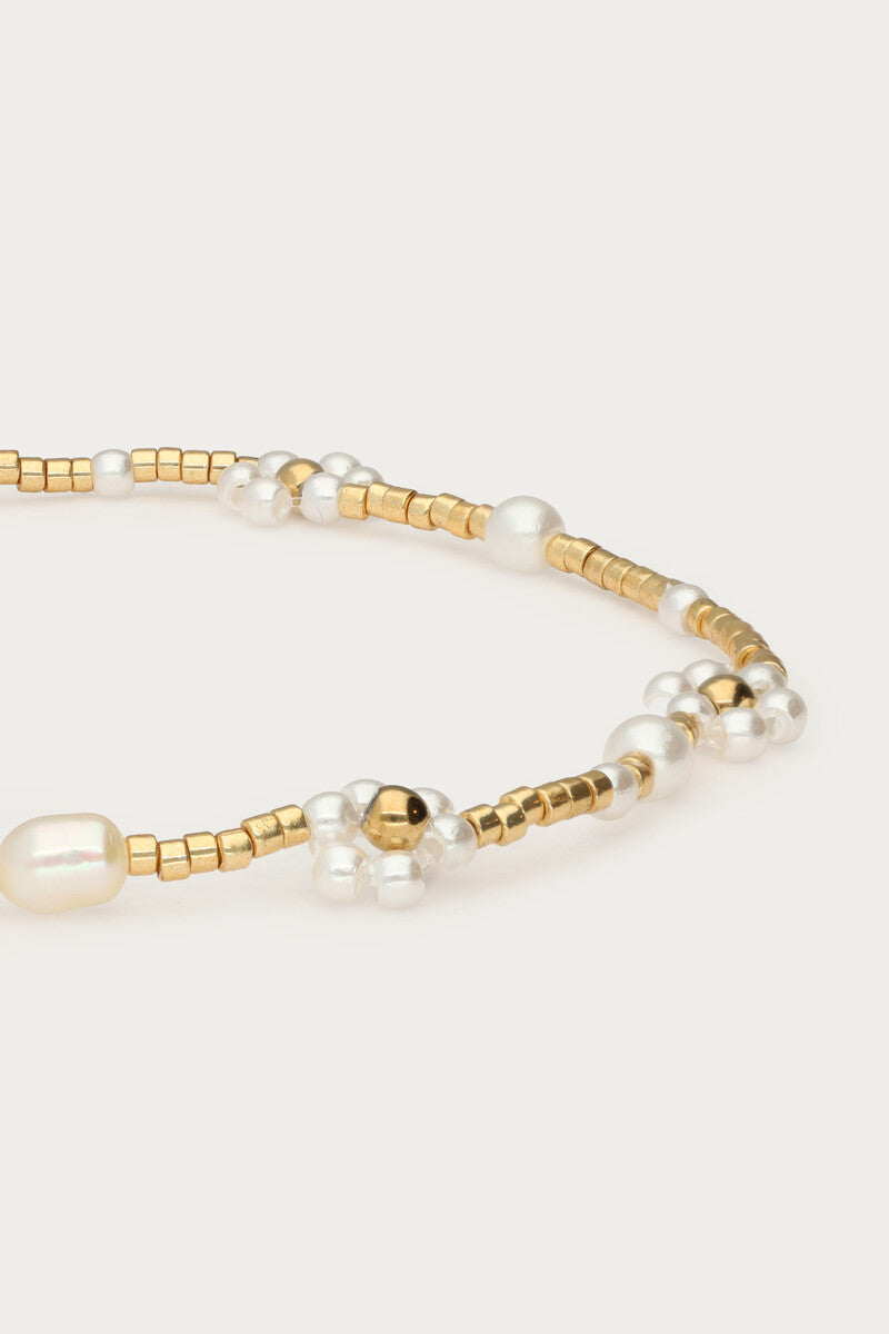 Elastieken armband met zoetwaterparel bloemen - My Jewellery