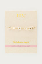 Elastieken armband met zoetwaterparel bloemen - My Jewellery
