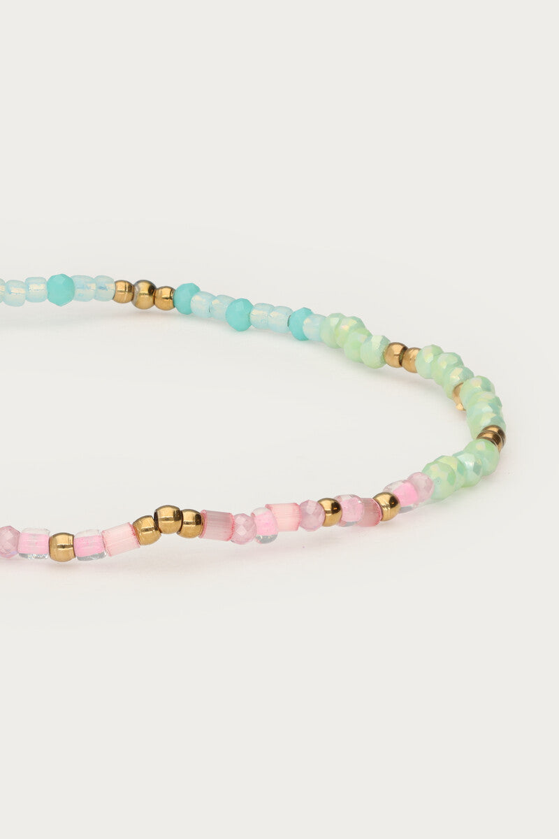 Elastieken armband met multikleur kralen - My Jewellery