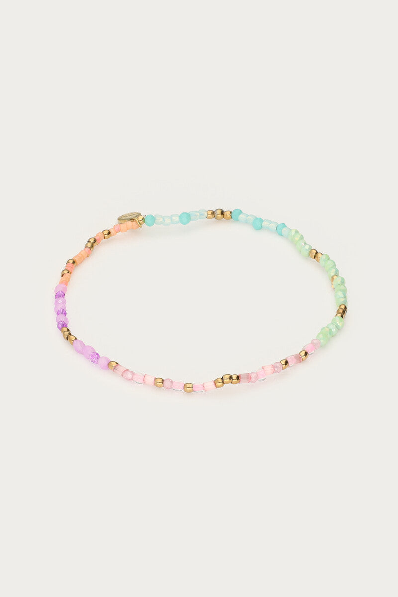 Elastieken armband met multikleur kralen - My Jewellery