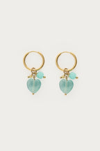 Oorringen met blauwe hartjes en kralen - My Jewellery