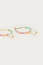 Oorringen met mulitkleur kralen en zoetwaterparels - My Jewellery
