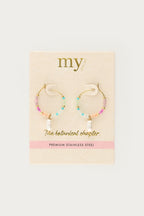 Oorringen met mulitkleur kralen en zoetwaterparels - My Jewellery