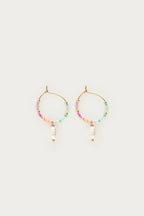 Oorringen met mulitkleur kralen en zoetwaterparels - My Jewellery