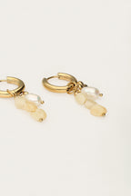 Oorringen met gele kralen en zoetwaterparels - My Jewellery
