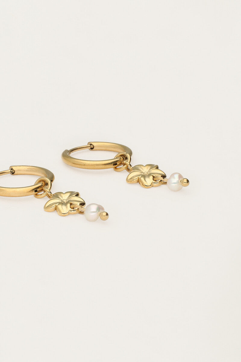 Oorringen met bloemen en zoetwaterparels - My Jewellery