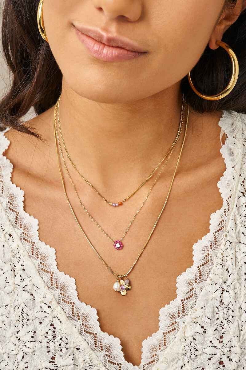 Ketting met vier multikleur kralen - My Jewellery