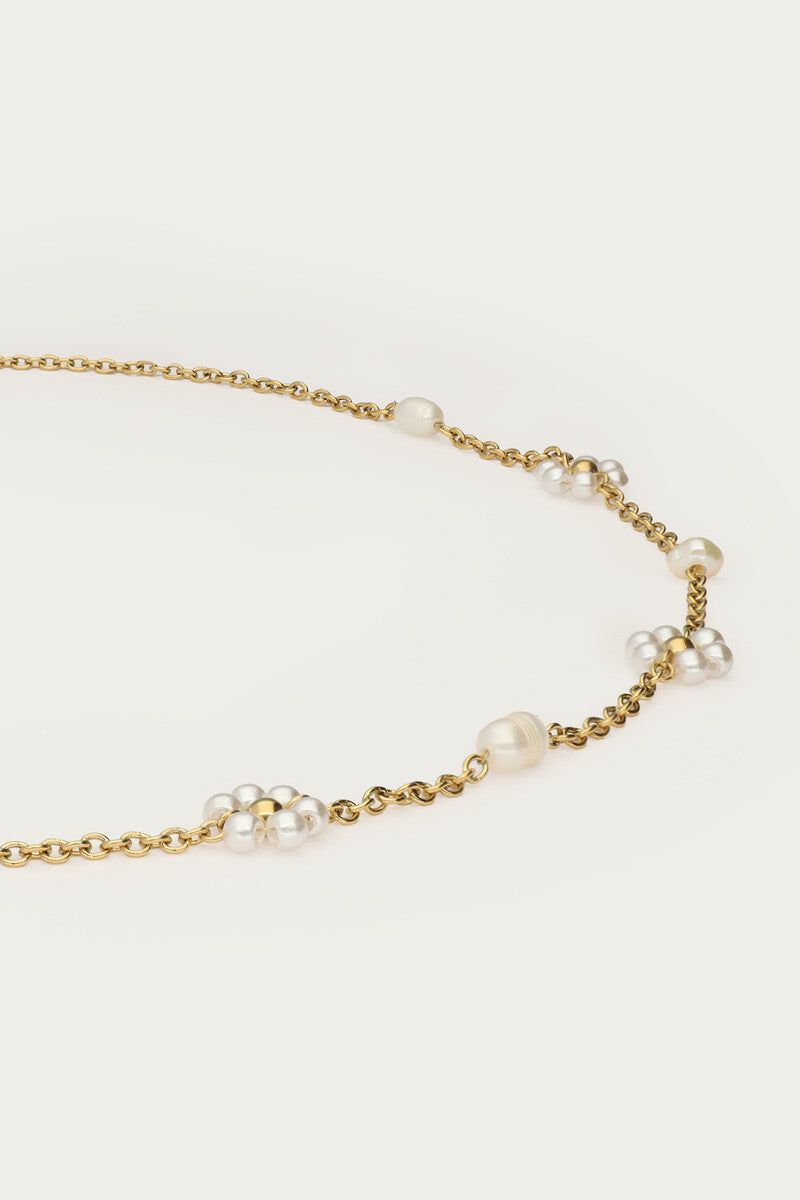 Ketting met zoetwaterparel bloemen - My Jewellery