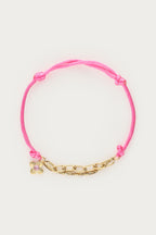 Roze touw armband met bloem - My Jewellery
