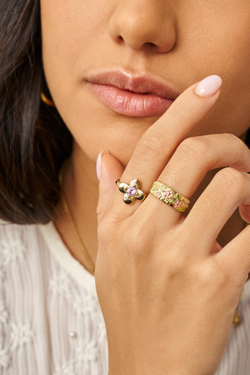 Ring met roze bloemen  - My Jewellery