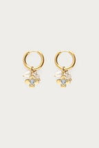 Oorringen met bloem en strass steen - My Jewellery