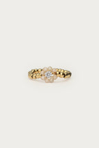 Stretch ring met beige kralen bloem - My Jewellery