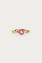 Stretch ring met roze kralen bloem - My Jewellery