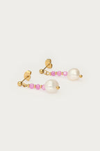 Stud met roze kralen en zoetwaterparels - My Jewellery
