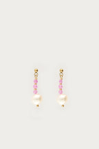 Stud met roze kralen en zoetwaterparels - My Jewellery