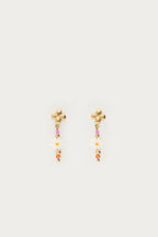 Stud met witte bloem en kralen - My Jewellery