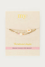 Driedubbele armband met witte bloemen - My Jewellery