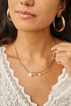 Driedubbele ketting met witte bloemen - My Jewellery