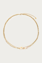 Driedubbele ketting met witte bloemen - My Jewellery
