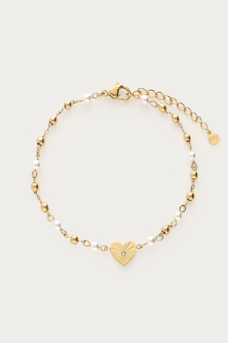 Armband met hartje en imitatieparels - My Jewellery