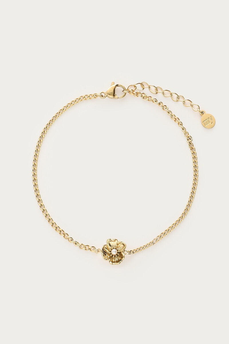 Armband met ranonkel bloem en imitatieparel - My Jewellery