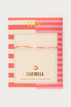 Ciao armband met roze en oranje kralen