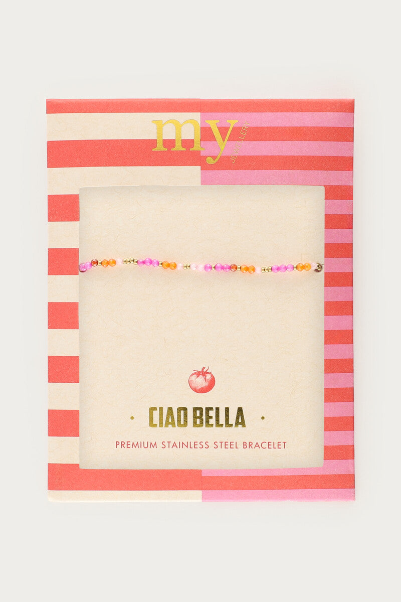 Ciao armband met roze en oranje kralen