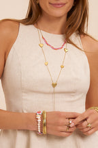 Ciao gevlochten ketting met roze en oranje kralen