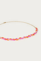 Ciao gevlochten ketting met roze en oranje kralen