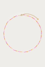Ciao ketting met roze en oranje kralen