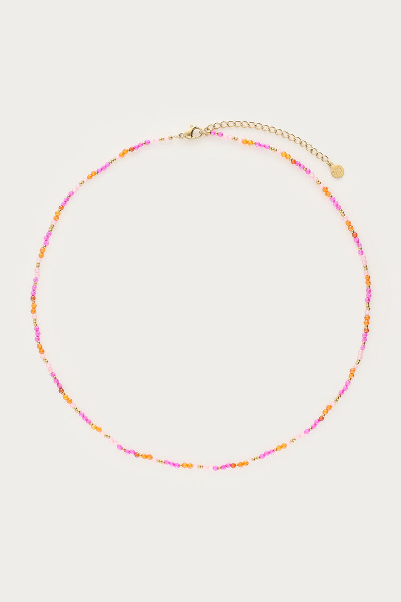 Ciao ketting met roze en oranje kralen