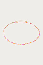 Ciao ketting met roze en oranje kralen