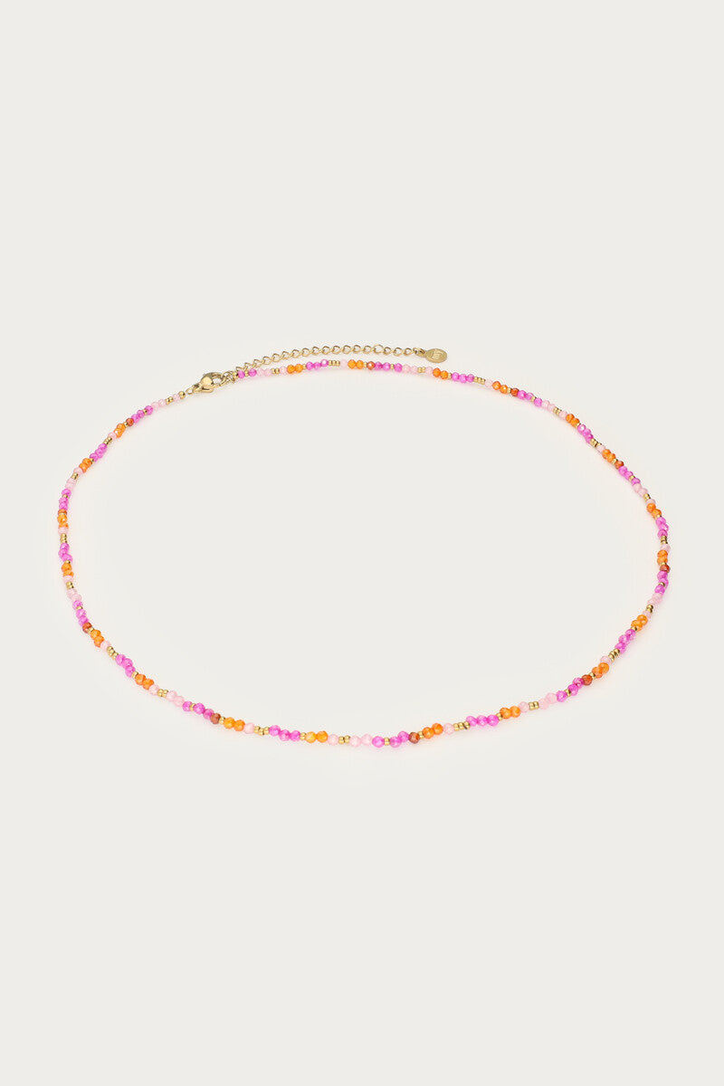 Ciao ketting met roze en oranje kralen