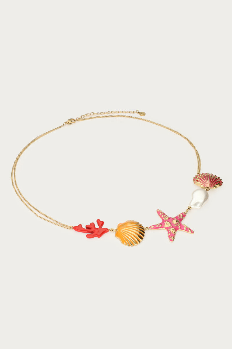 Ciao ketting met schelpen en zoetwaterparel