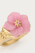 Ciao ring met roze resin bloem