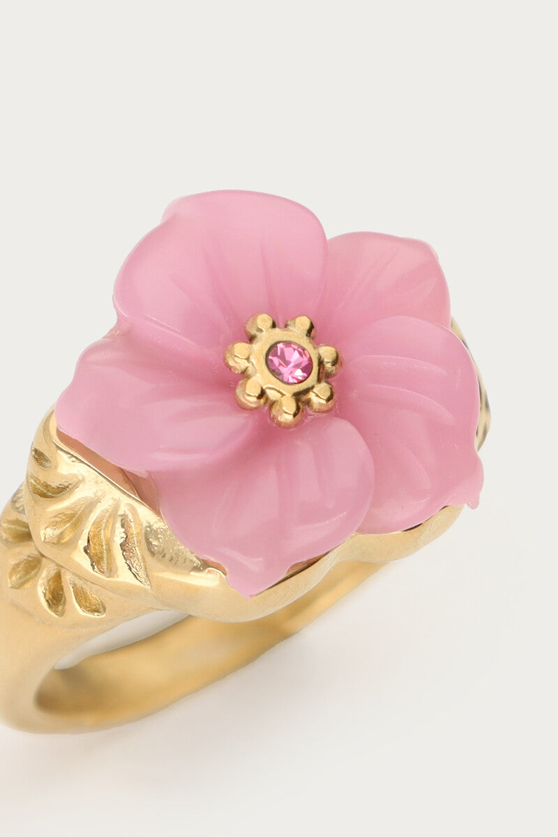 Ciao ring met roze resin bloem