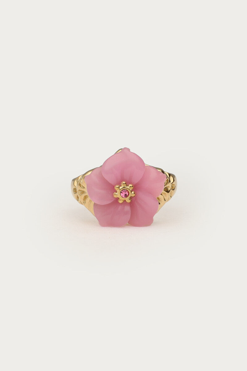 Ciao ring met roze resin bloem