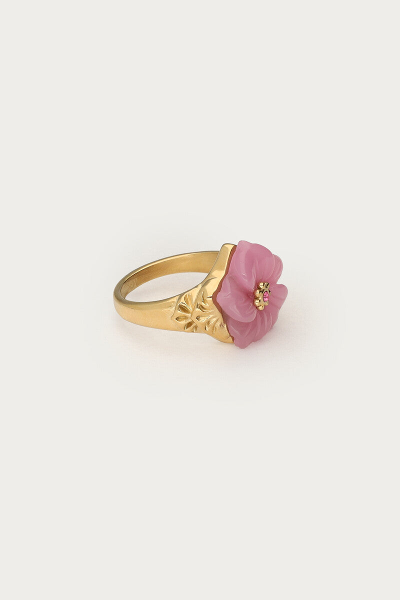 Ciao ring met roze resin bloem