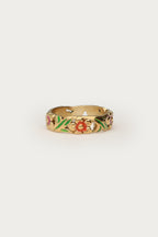 Ciao ring met handgeschilderde bloemen