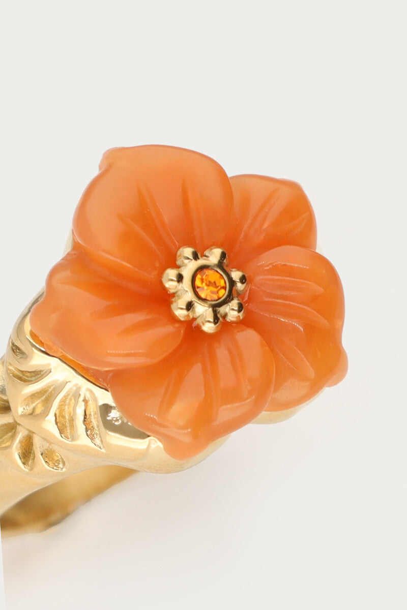 Ciao ring met peach resin bloem